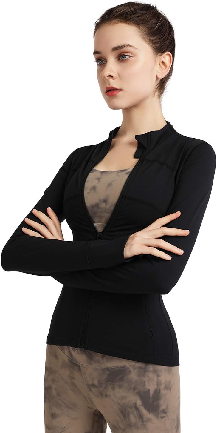 Women's Stretchy Workout Jackets Lightweight Full Zip Running Track Jacket - Image 2