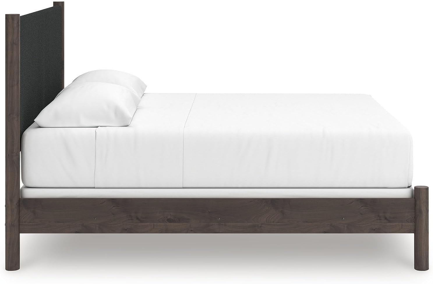 Signature Design by Ashley Cadmori Boho Chic Upholstered Panel Bed, Foundation or Box Spring Needed, King, Dark Brown