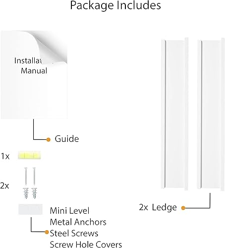 Miniatura 6 de Wallniture Denver - Estantería flotante blanca de 17 pulgadas y repisa para cuadros para decoración de habitación de niños y estantes de guardería