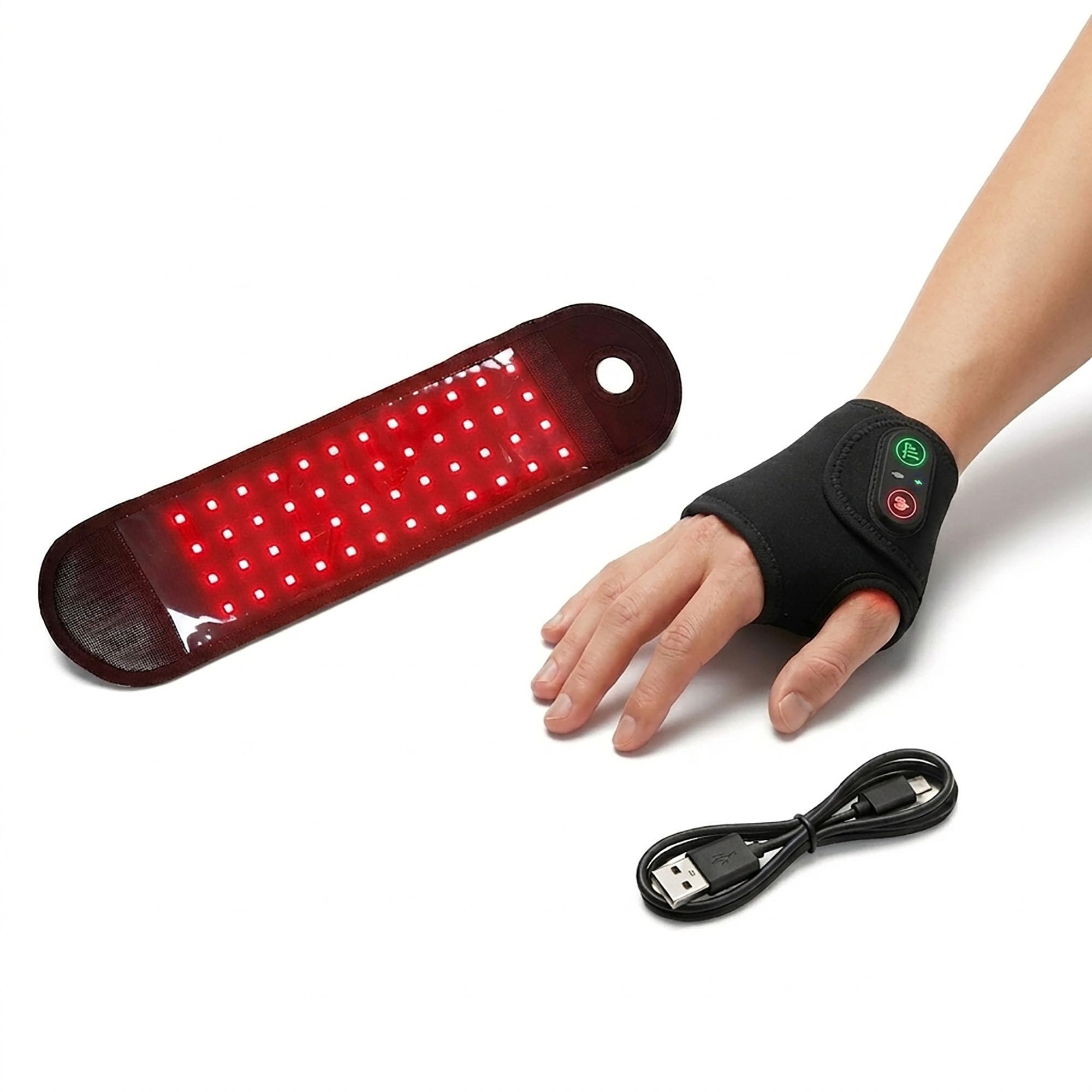 Infrarot Handgelenk Band 48 LED | Rotlichttherapie bei Schmerzen, Karpaltunnel & Steifheit | Ergonomisch, Wiederaufladbar (1pcs)