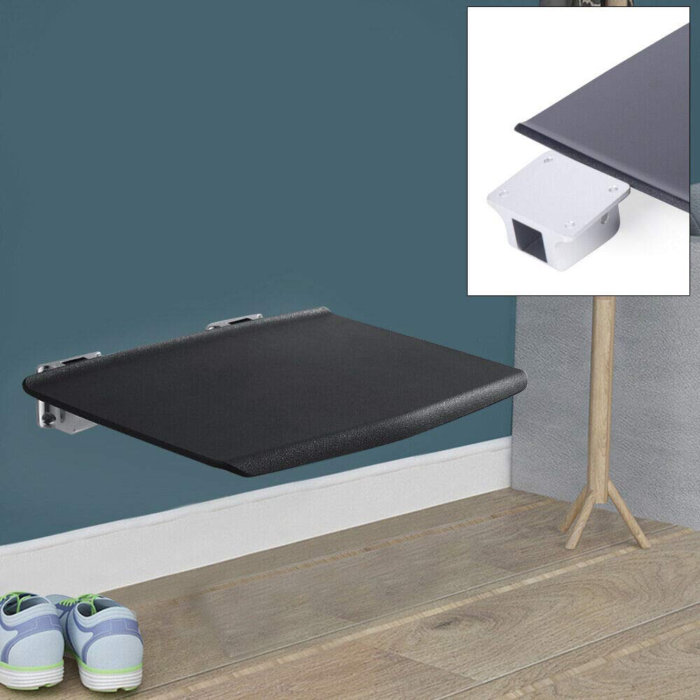 Asiento de ducha plegable montado en la pared, silla de ducha negra, asiento de ducha plegable para colgar en la pared, silla plegable más gruesa y antideslizante
