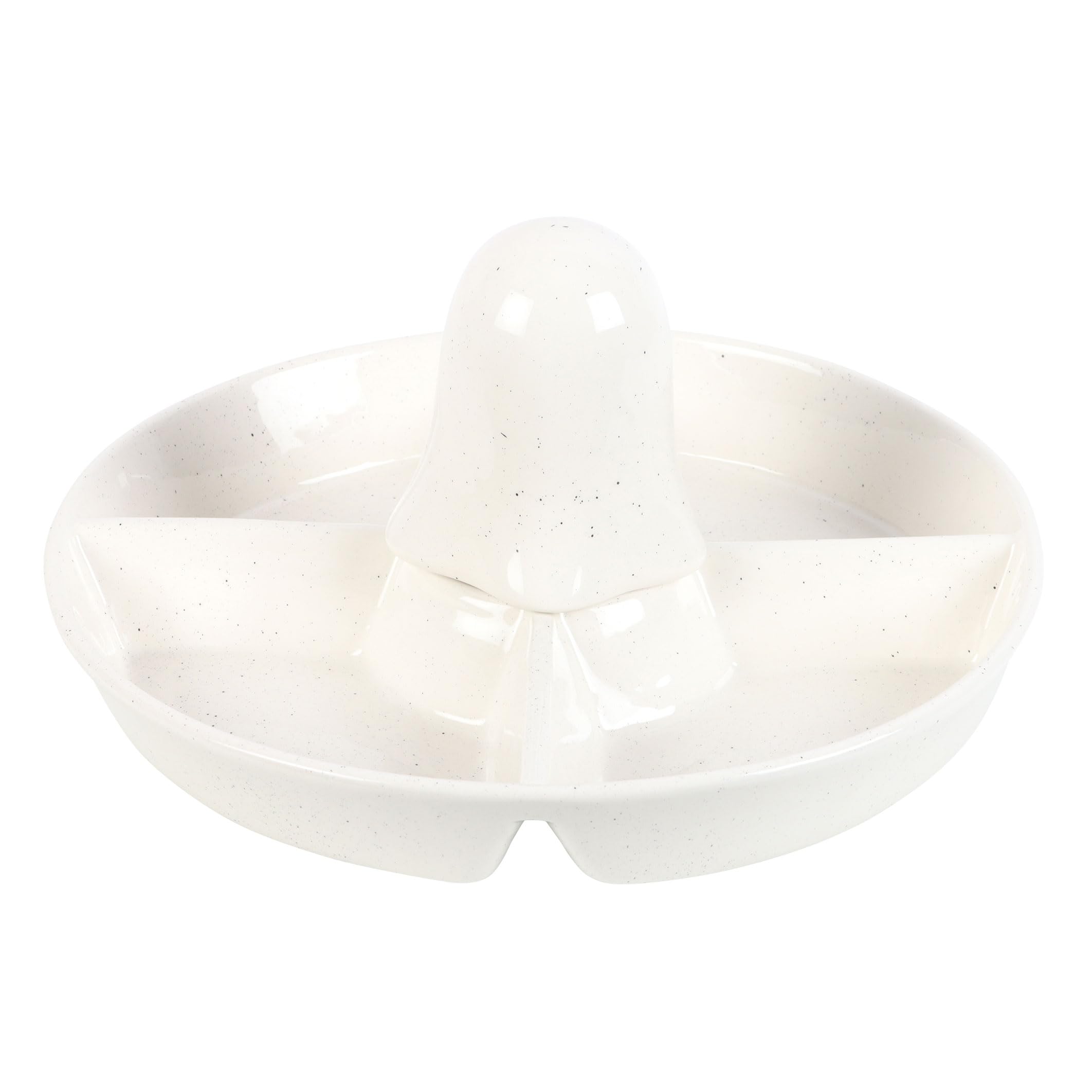 Something Different Wholesale Piatto per snack con patatine e salse fantasma: adorabile decorazione per feste di Halloween con accento di zucca, doppia funzionalità, durevole e facile da pulire,