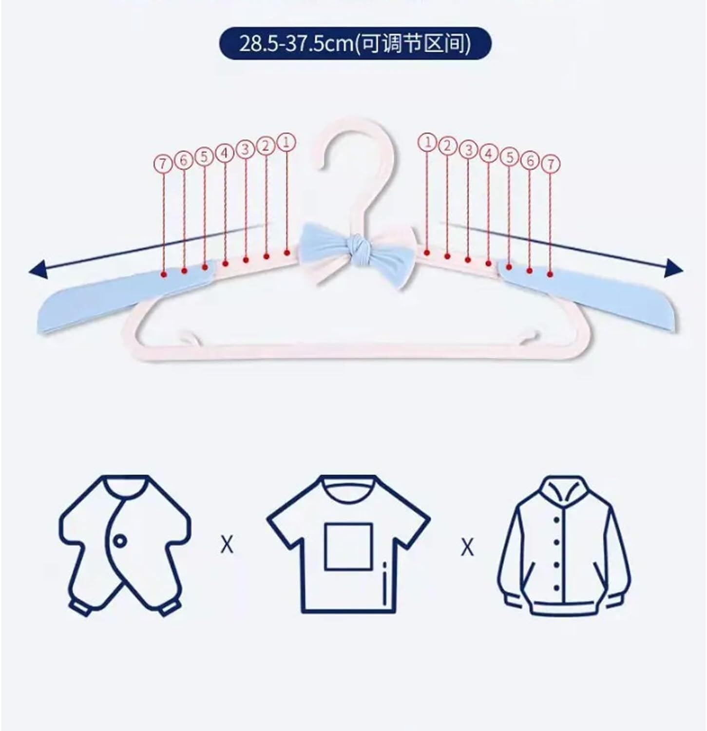 Wieszaki Na Ubrania Dla Dorosłych 10 Szt. Regulowane Wieszaki Wieszak Dla Chłopca I Dziewczynki Plastikowe Antypoślizgowe Wieszaki Do Przechowywania Na Wieszaki,Pink-10pcs