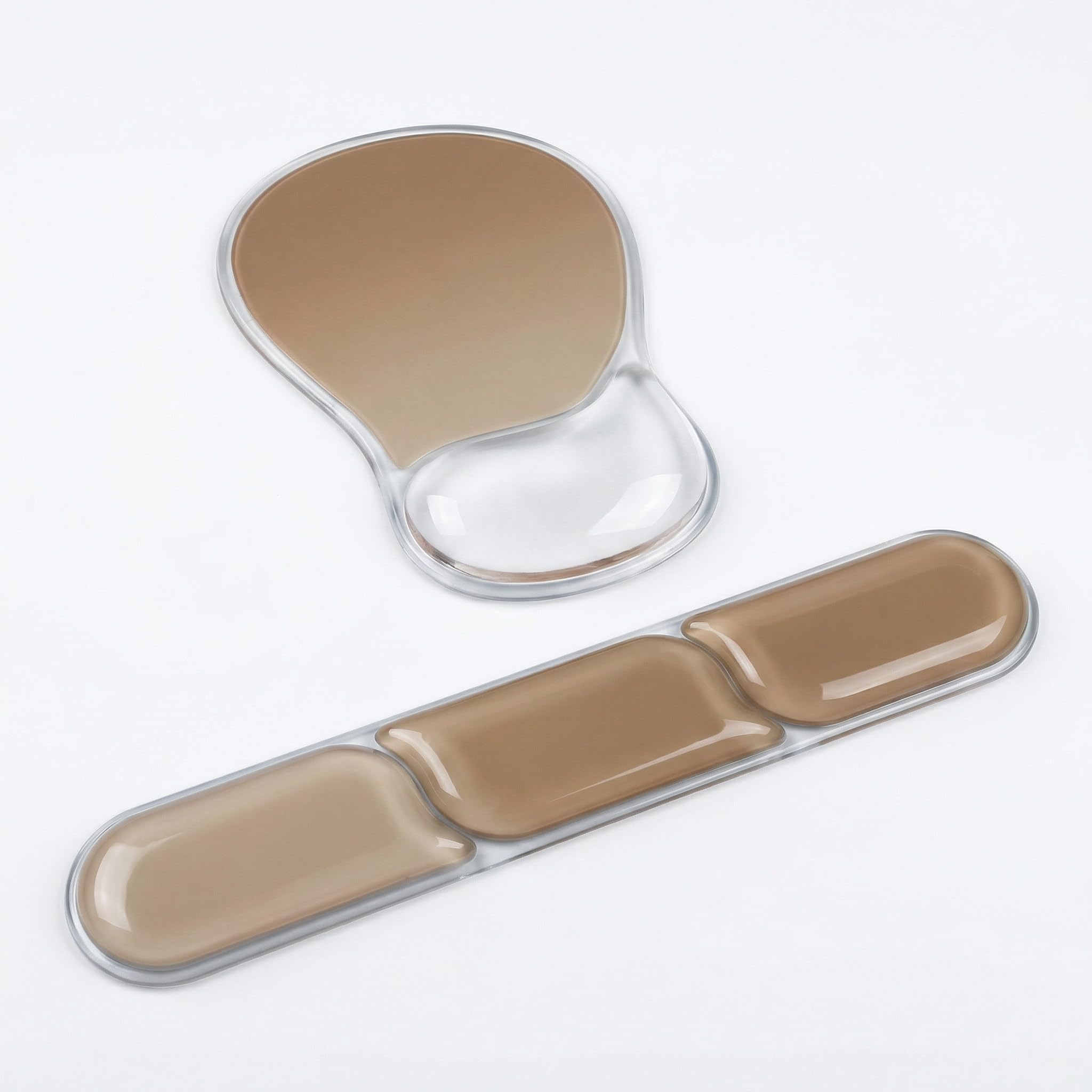 AUPET Ergonomic Gel Mouse Pad and Keyboard Wrist Rest Set Crystal Gel Cushion Support PU Base Smooth Tracking