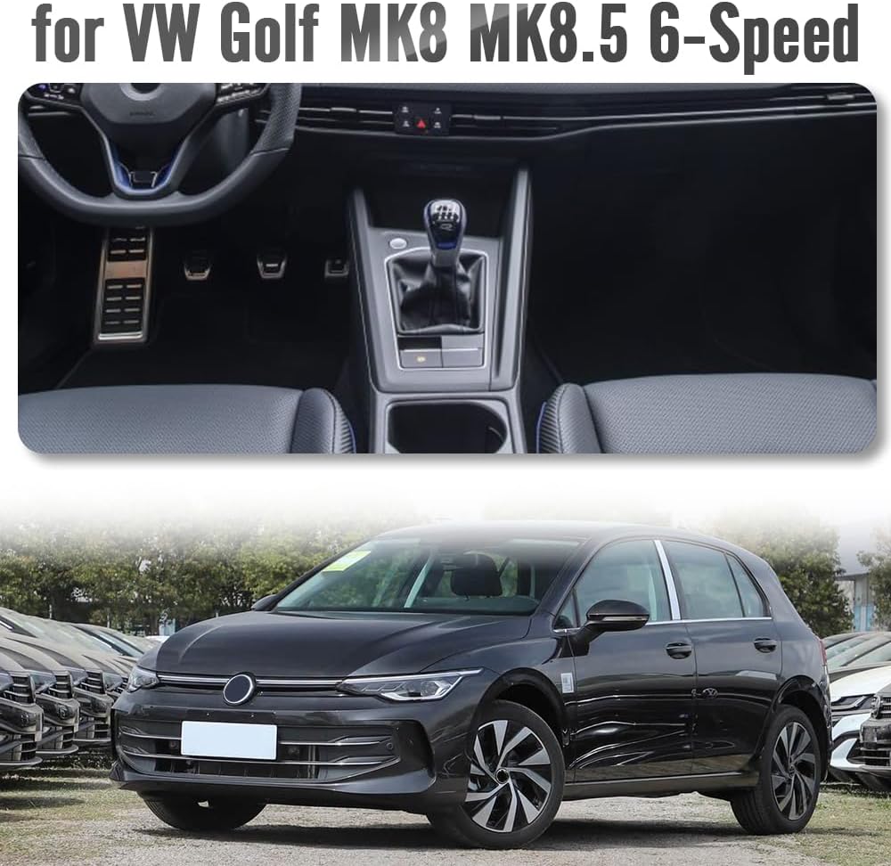 Real Carbon Fiber Center Console Gear Shift Panel Trim Cover Left-Hand MT for VW Golf MK8 GTI GTD GTE R 2021 2022 2023 2024 2025 Shifter Surround Bezel for Golf MK8.5 Drive 6-Speed (Glossy Carbon)
