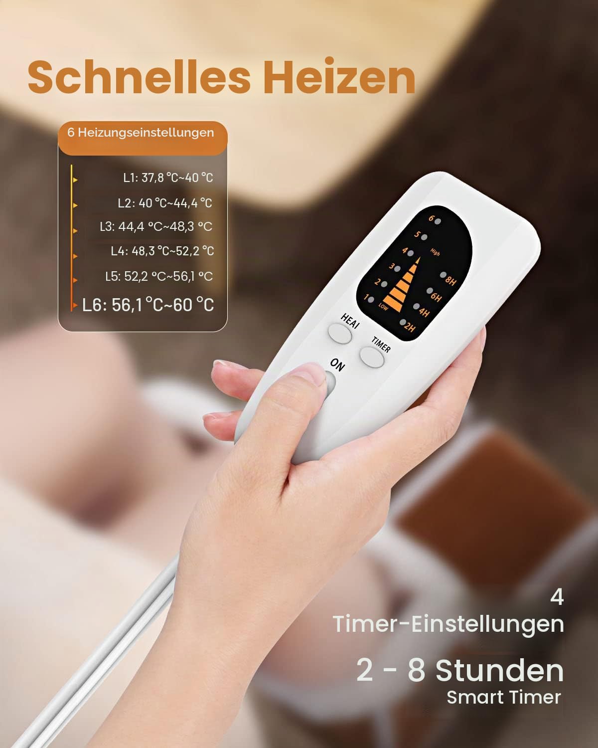 SUPPOU Elektrischer Fußwärmer, Getrennt für Damen und Herren, mit Plüschfutter, 6 Wärmeeinstellungen, 4 Timer, maschinenwaschbar, weiches Futter