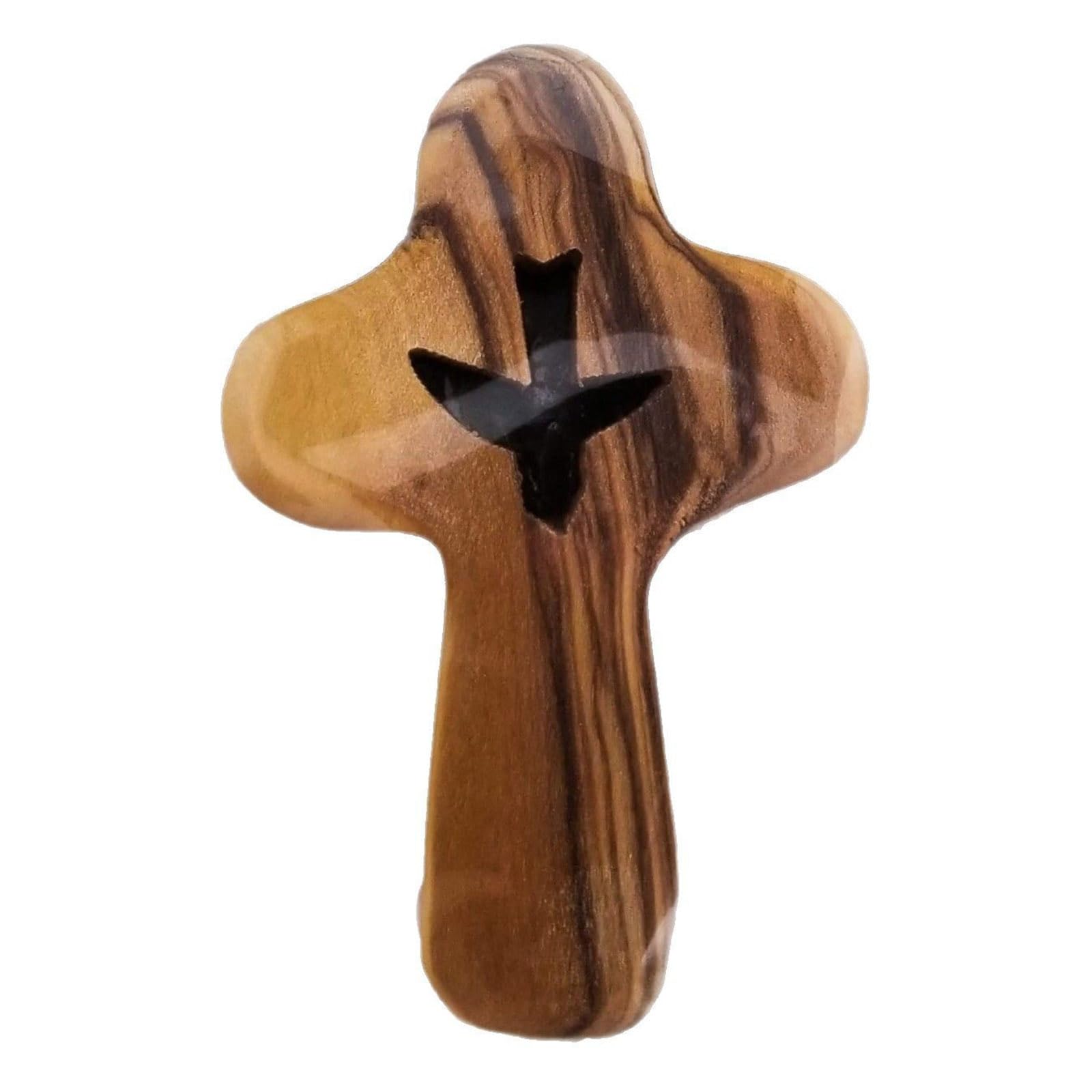 YROHGKPN Olived Wood Crosses Comfort and Prayer Religious Pocket Holding Crucifix for Kids Adults Palms Size Crucifix Olived Wood Pocket