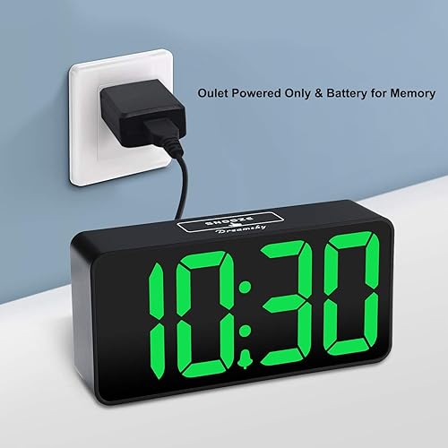 Miniatura 2 de DreamSky Reloj despertador digital pequeño para dormitorio, pantalla de números grandes grandes con atenuador de brillo, reloj de noche eléctrico