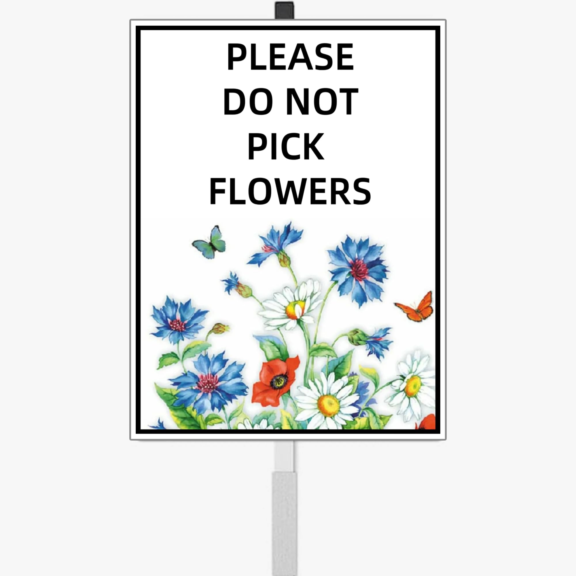 Please Do Not Pick Flowers Yard Sign with Stakes,Pollinator Wildflowers Butterfly Bee Habitat Rustproof Aluminum Lawn Sign Stand for Yard Garden Outdoor Decorations（8 * 12in）