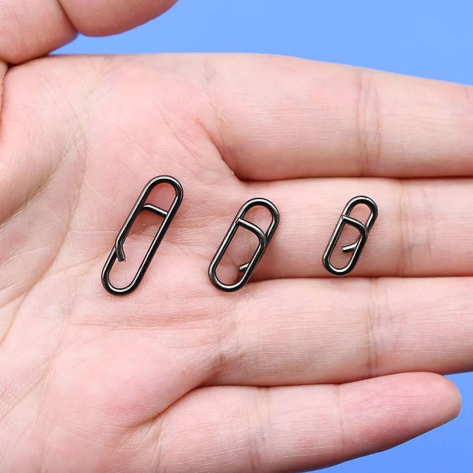 Set de 90 mosquetones ovalados de acero inoxidable para pesca miniatura 5