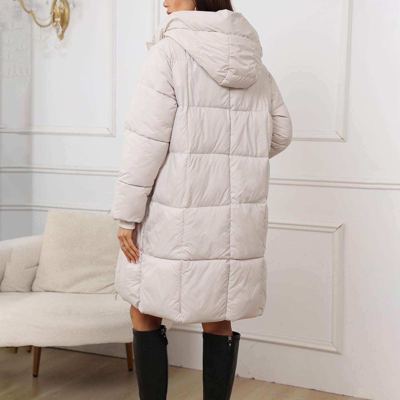Generisch Winterjacke Damen Daunenjacken Wintermantel Daunenmantel Einfarbige Kleidung Frauen Dufflecoat Mode Frau Baumwolle Puffer Jacke Retro Fleecejacken Teddy Jacken