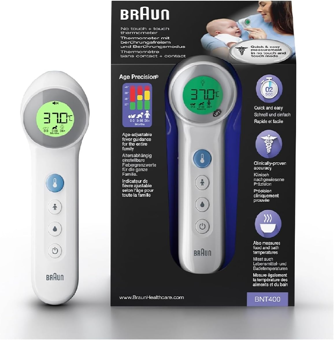 Braun BNT400 3-In-1 Forehead No Touch Thermometer