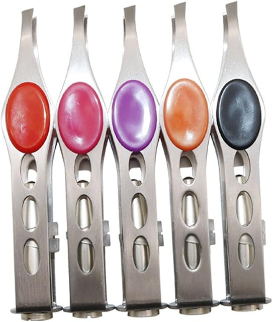 Boger Stainless Steel LED Light Eyebrow Tweezers Hair Removal Brow Clip Random Color