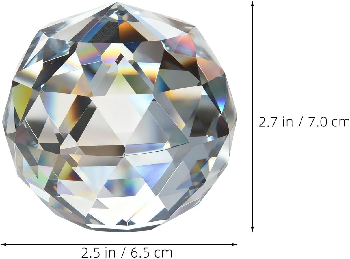 Generic Faceted Glass Gazing Globe - 7cm Rainbow Suncatcher Ball - Clear Paperweight Sphere Prism Ball for Garden Windows Home Office Prism Ornaments