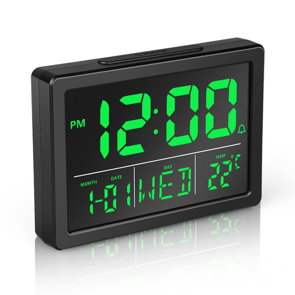 Photo 1 of Digital Alarm Clock for bedroom ,Large LED Display with Snooze ,Indoor Temperature, Full Range Brightness, Adjustable Alarm Volume with 6 Alarm Sounds,12/24Hr,Compact Clock for Bedrooms, Bedside, Desk Green