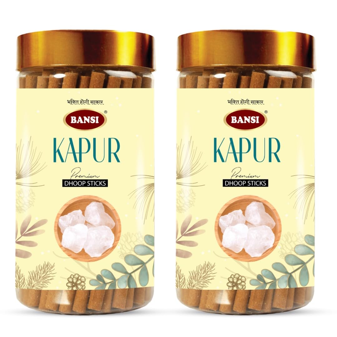 Bansi Bamboo-Less Kapoor Dhoop Sticks for Pooja - Pure Camphor Fragrance (2 x 100g Jar) - Premium Dhup Batti for Sacred Rituals in North India-image-29