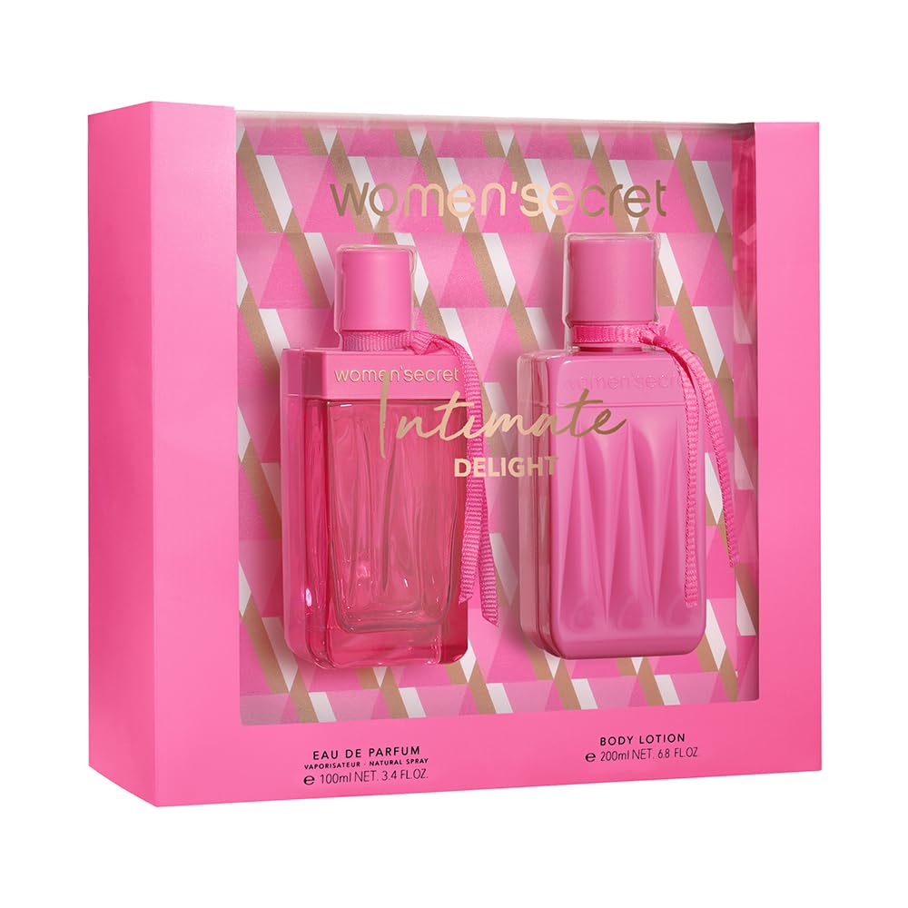 Women'secret Intimate Delight Estuche Regalo Perfumes de Mujer Pack de 2 Piezas Eau de Parfum 100ml con Vaporizador y Body Lotion 200ml Set Fragancia Floral y Ambarada