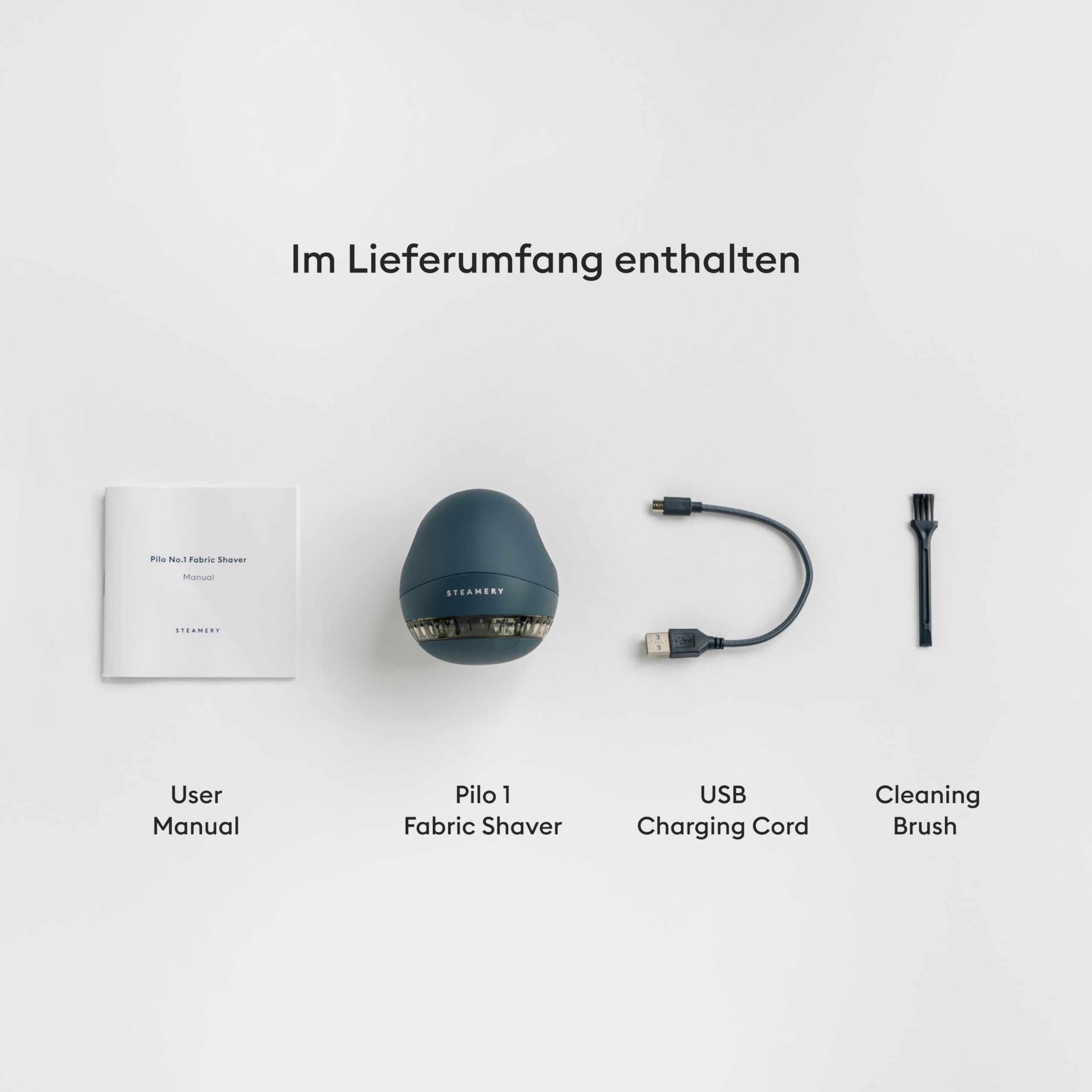 Pilo 1 Stoffrasierer für Kleidung und Textilien von Steamery, 5W, tragbar, wiederaufladbar, ergonomisch, skandinavisches Design, Blau