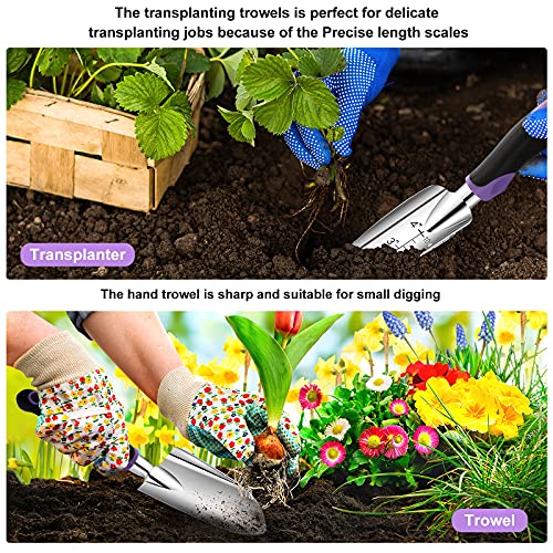 Yolidas 100 Pcs Garden Tools Set, Succulent Tools Set Included, Heavy Duty Aluminum Gardening Tools for Gardening, Non-Slip Ergonomic Handle Tools, Durable Storage Tote Bag, Gifts Tools for Women Men