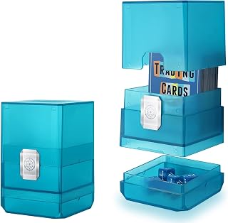 Deck Card Box for MTG with Dice Storage, 100+ Deck Case Boulder, Perfect Deck Holder for MTG Commander, Sky Blue