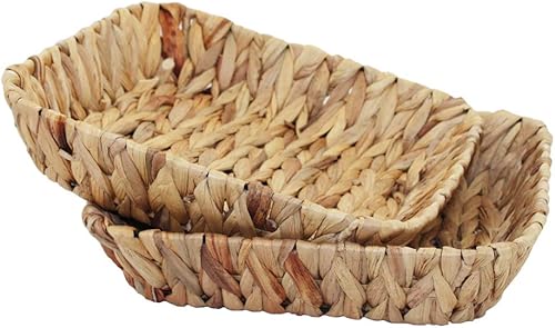 Miniatura 2 de Bandeja de tejido de hierba, contenedores de almacenamiento de hierba para frutas o té, artes y manualidades. (1) (rectángulo-2 piezas)