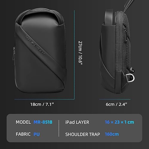 Miniatura 2 de Muzee Mochila cruzada pequeña para mujeres y hombres, ligera, con una correa, para viajes, senderismo, pecho, Negro -, Mochilas Daypack