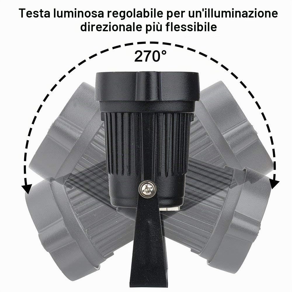 Faretti a LED da Giardino Esterno con Picchetti IP65 5W 220V Bianco Caldo(set da 10)