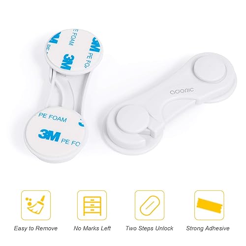 Miniatura 4 de Adoric - Cerraduras de gabinete de seguridad para niños, sistema de cocina a prueba de niños y bebés, cajones, correa ajustable, sin herramientas ni