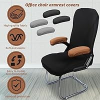 Vista 7 de 1 par de fundas elásticas para sillas de computadora, fundas suaves para sillas de escritorio, protectores de muebles para oficina, escritorio