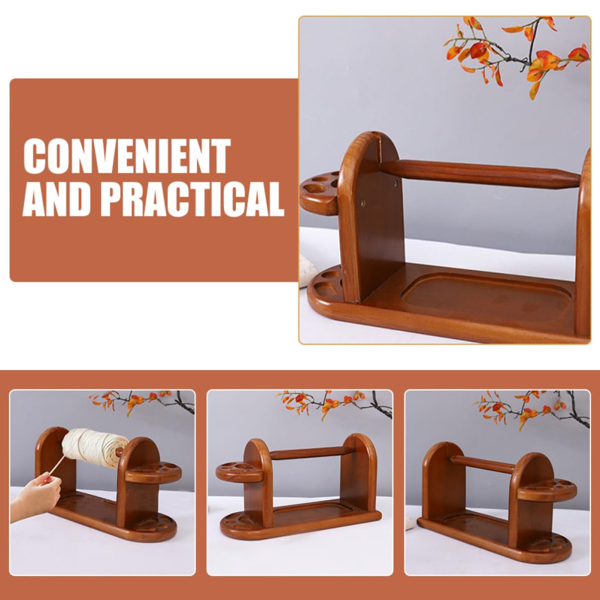 Garneck Porta Rocchetti Filo in Legno Porta Fili Cucito Supporto da Tavolo per Ricamo e Cucito Base Stabile per Decorazione