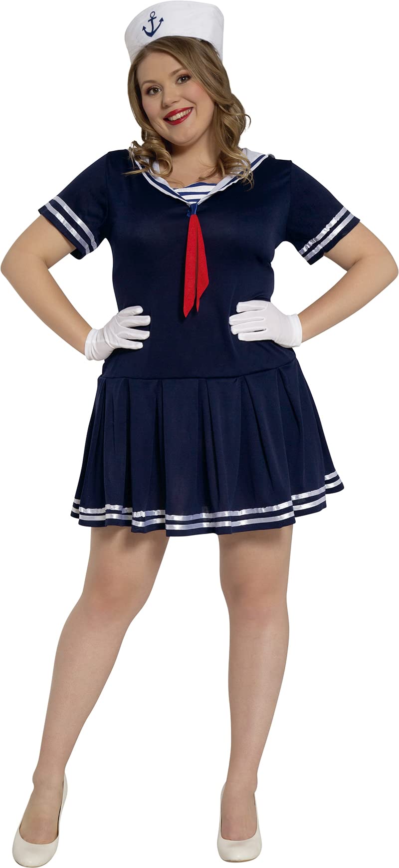 FIESTAS GUIRCA | Disfraz de Marinera Adulto - Vestido y Gorro - Disfraces de Militares, Pilotos y Años '40 para Halloween, Carnaval y Fiestas - Ideal para Mujer
