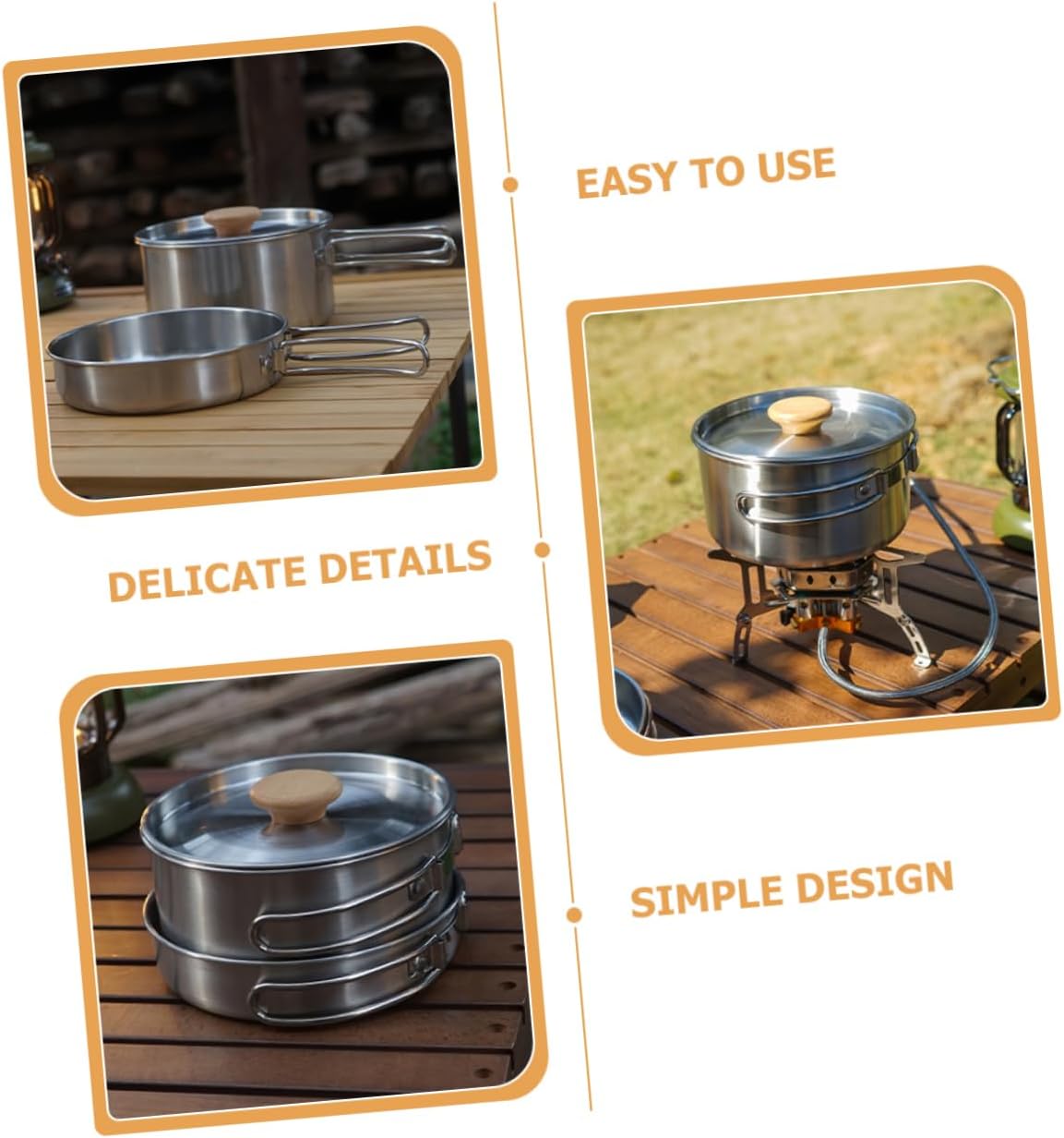 Outanaya 1Set Durable Camping Pot with Folding Handle Reusable Outdoor Cooking Pan for Picnic Hiking and Campfire Easy to Clean Frying Accessory