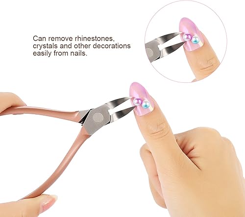 Miniatura 3 de Broca de uñas, cortaúñas rosa de acero inoxidable para uñas de los pies, decoración de uñas doradas, removedor de diamantes de imitación, cortador