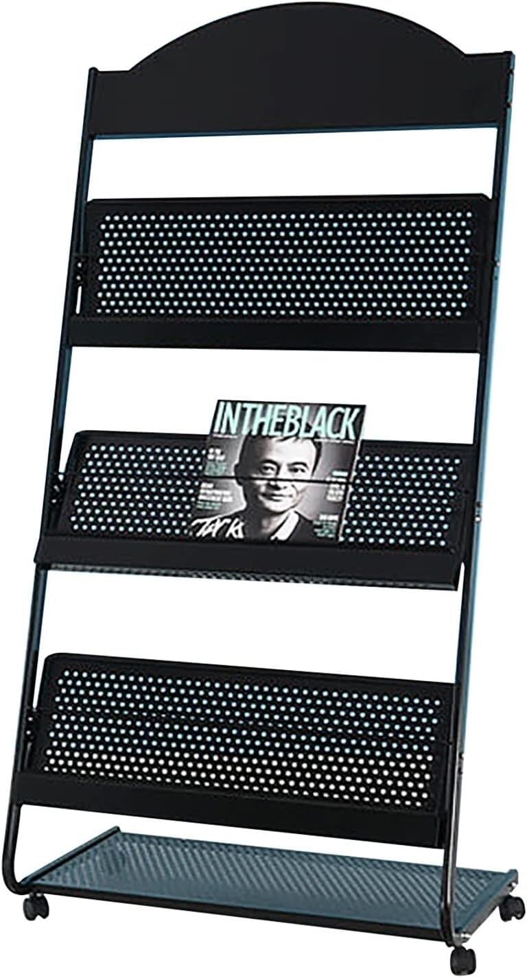 Jkjzsalj Floor Standing Magazine Rack Magazine Rack Metal Magazine Stand Floor-Standing Document Display Stand Schools Reception Areas Showrooms Multi-Purpose Display Rack