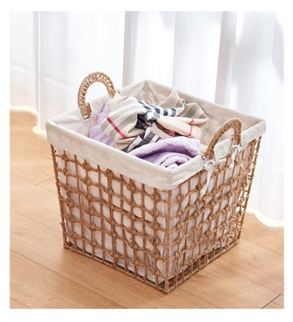 Cesto Colada Cesta De Almacenamiento De Cuerda De Algodón, Almacenamiento De Colocación De Manta De Ropa Suave De Cesta De Tejido Cesto Ropa Sucia