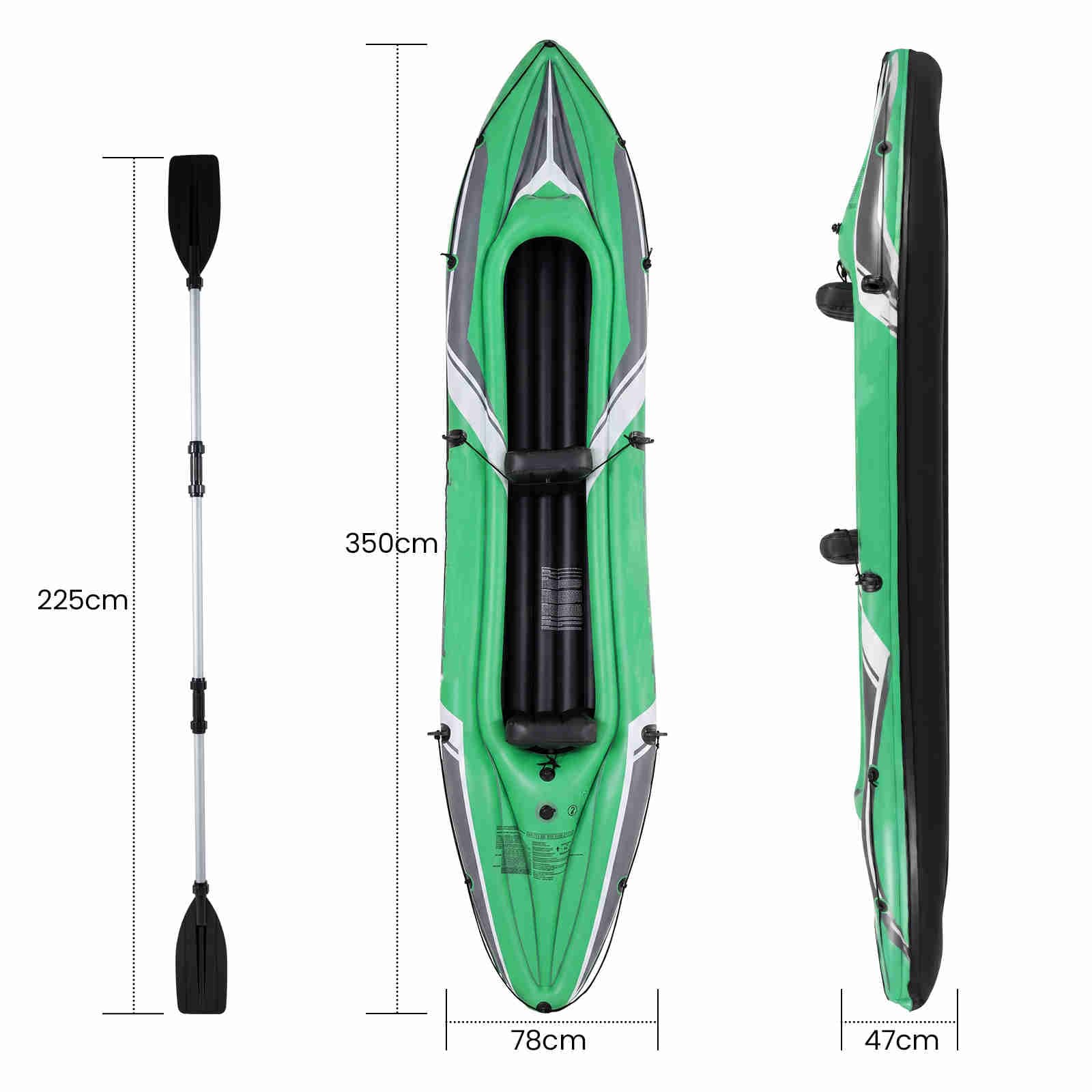 HOMASIS Kayak Gonfiabile a 2 Posti, Kayak da Pesca in PVC con Sedili Rimovibili, 2 Pagaie in Alluminio, Pompa a Mano e Kit per Riparazioni, Canoa Gonfiabile per Lago e Mare, 350 x 78 x 47 cm