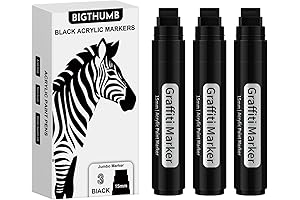 3 Pcs Black Jumbo Permanent Markers: 15mm Wide Tip Thick Acrylic Paint...