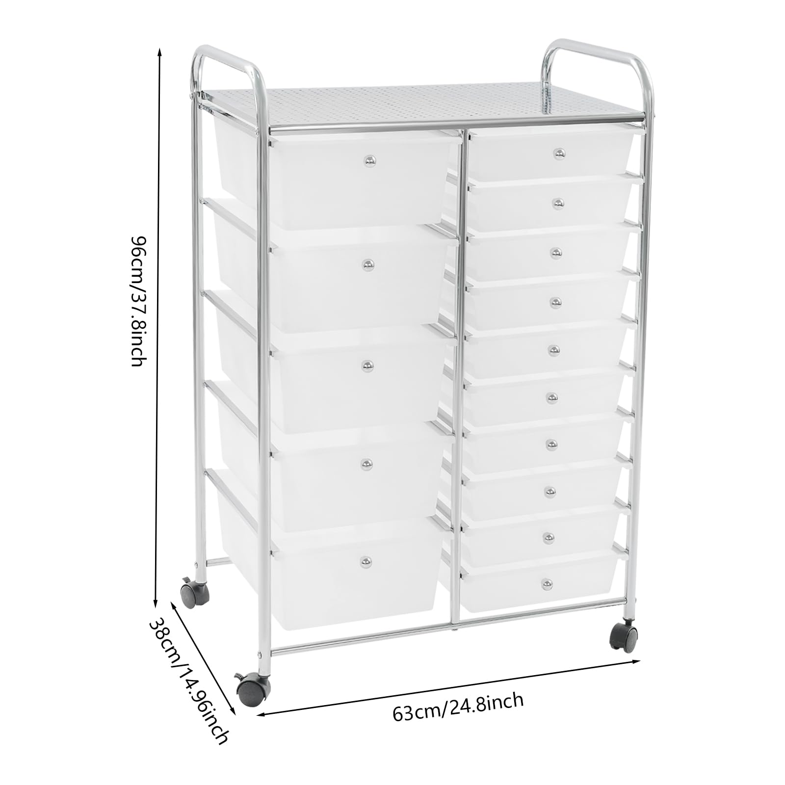 Carrello con 15 cassetti, organizer da cucina, multiuso per cucina, bagno, ufficio, camera da letto