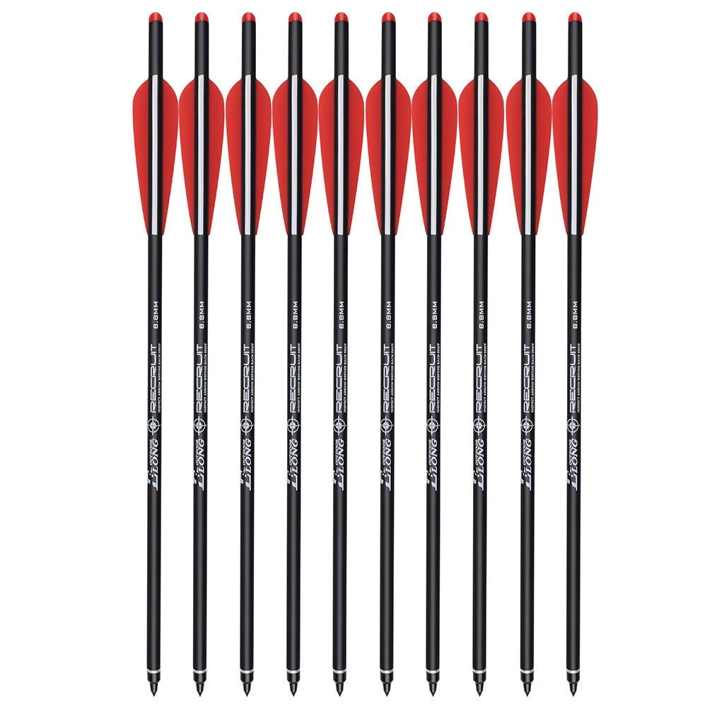 Lot de 12 vis d'arbalète en carbone 45,4 cm, 16, 18, 20, 55,6 cm, pour la chasse, le tir à l'arc avec vis à ailettes de rechange, pointe de flèche