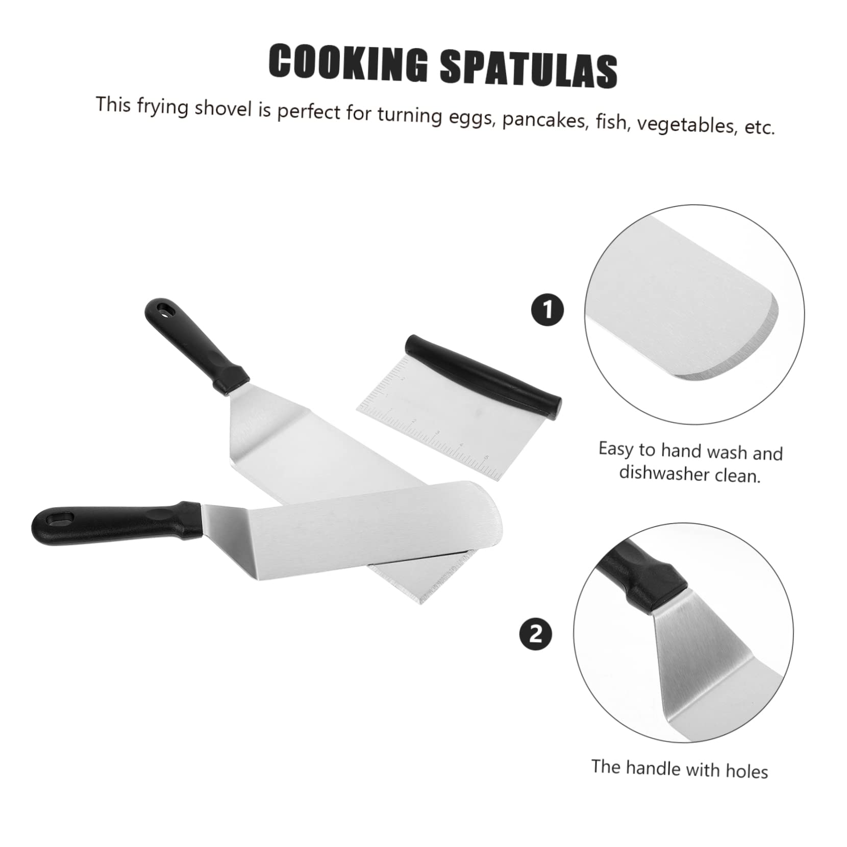 Ipetboom Espátula de Acero Inoxidable Mango Pp para Freír, Utensilio de Cocina Multiusos
