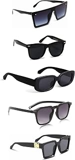 PC Star Oversized Square Sunglasses for Women & Men (Pack of 5) | UV400 Protection Retro Fashion Thick Frame Shades for Dr... Price In India