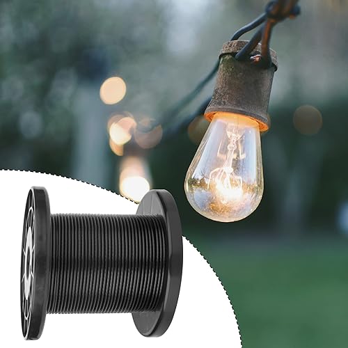 Miniatura 3 de Cuerda de alambre de acero inoxidable 304 recubierto de vinilo negro de 100 pies para luz al aire libre guía de 0.079 in con 50 piezas de aleación