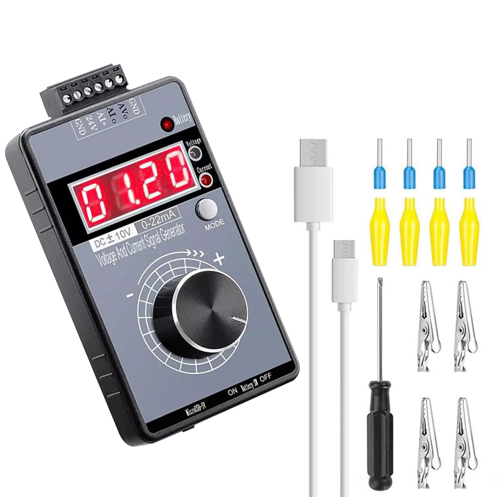 NATEFEMIN Signal Generator, Built-in 1000mAh/3.7V Lithium Battery, 0-10V/0-22mA Current Voltage Signal Generator