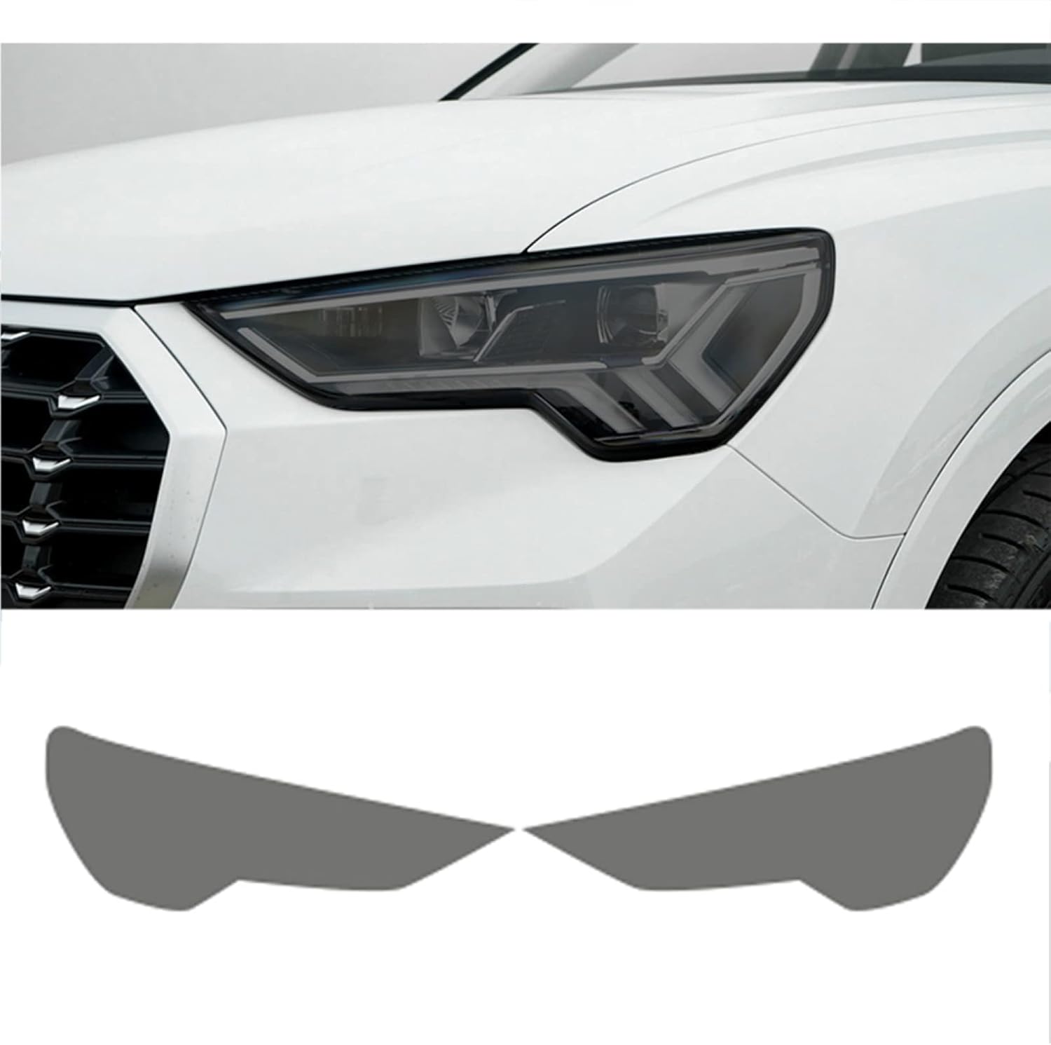 Car Headlight Protective Film for Audi Q3 RSQ3 F3 2019-2021, Smoked Black Tint Wrap Vinyl Transparent TPU Sticker,Transparent