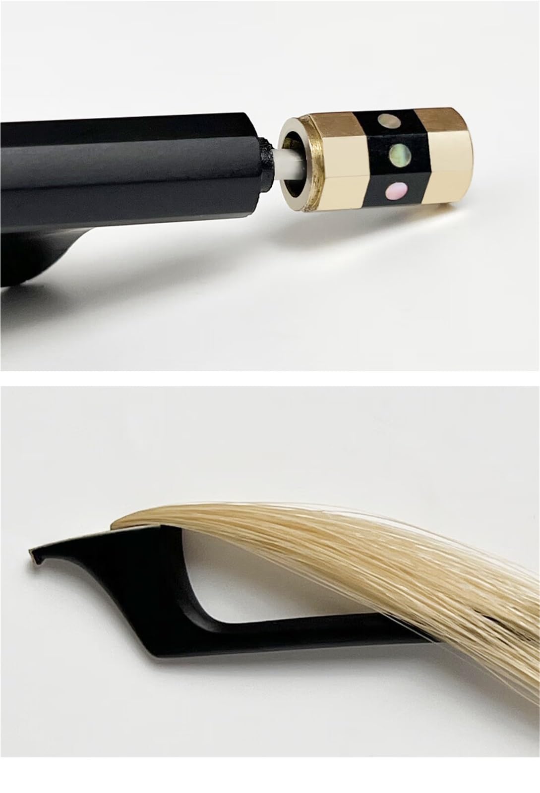 Professioneller Geigenbogen Reiner schwarzer Geigenbogen aus Kohlefaser Bratschenbogen runder Bogen natürliches Rosshaar professioneller Geigenbogen(Viola bow)