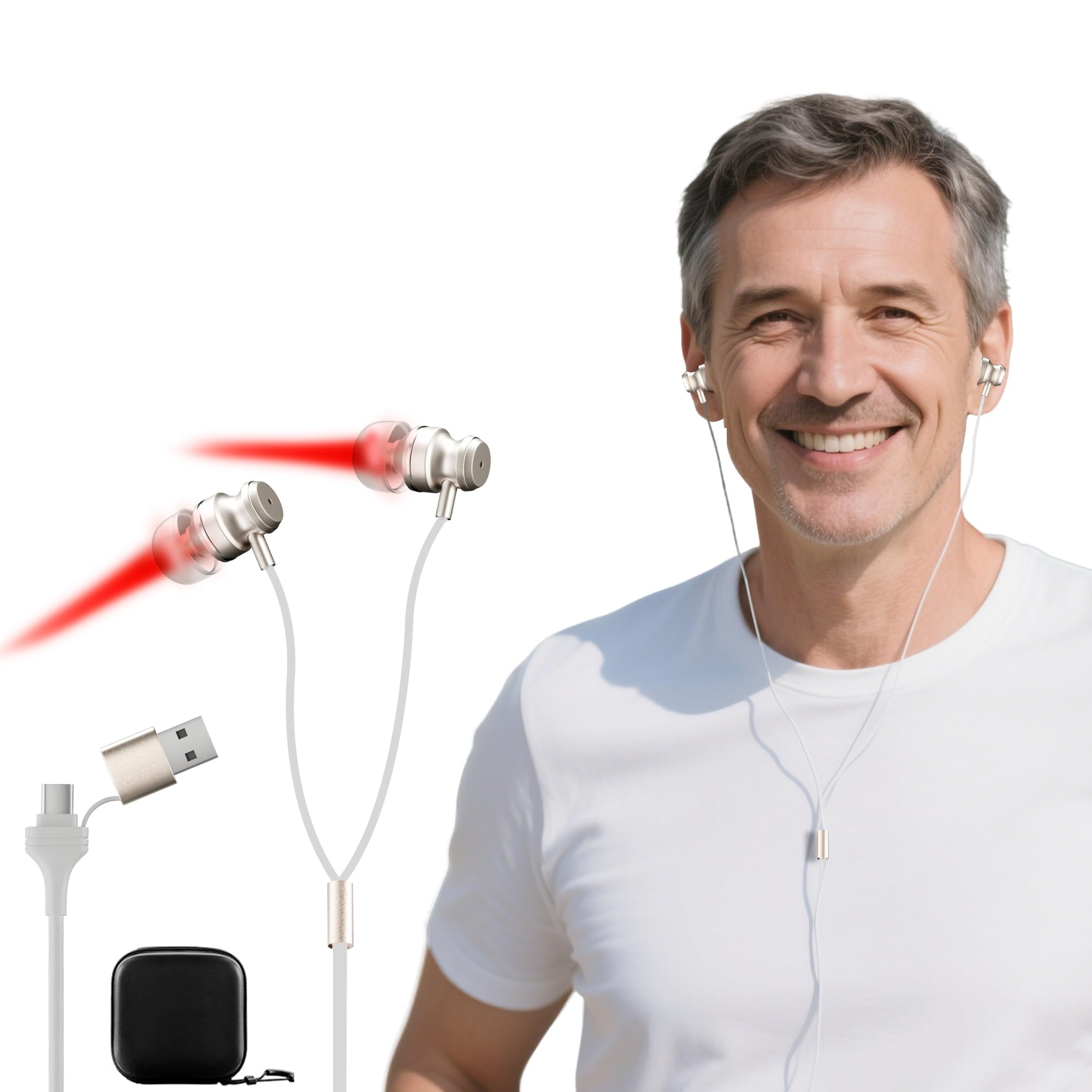 Red Light Therapy Device for Ears Tinnitus Relief 650NM Red Light Ear Therapy Device for Ear Ringing Pressure