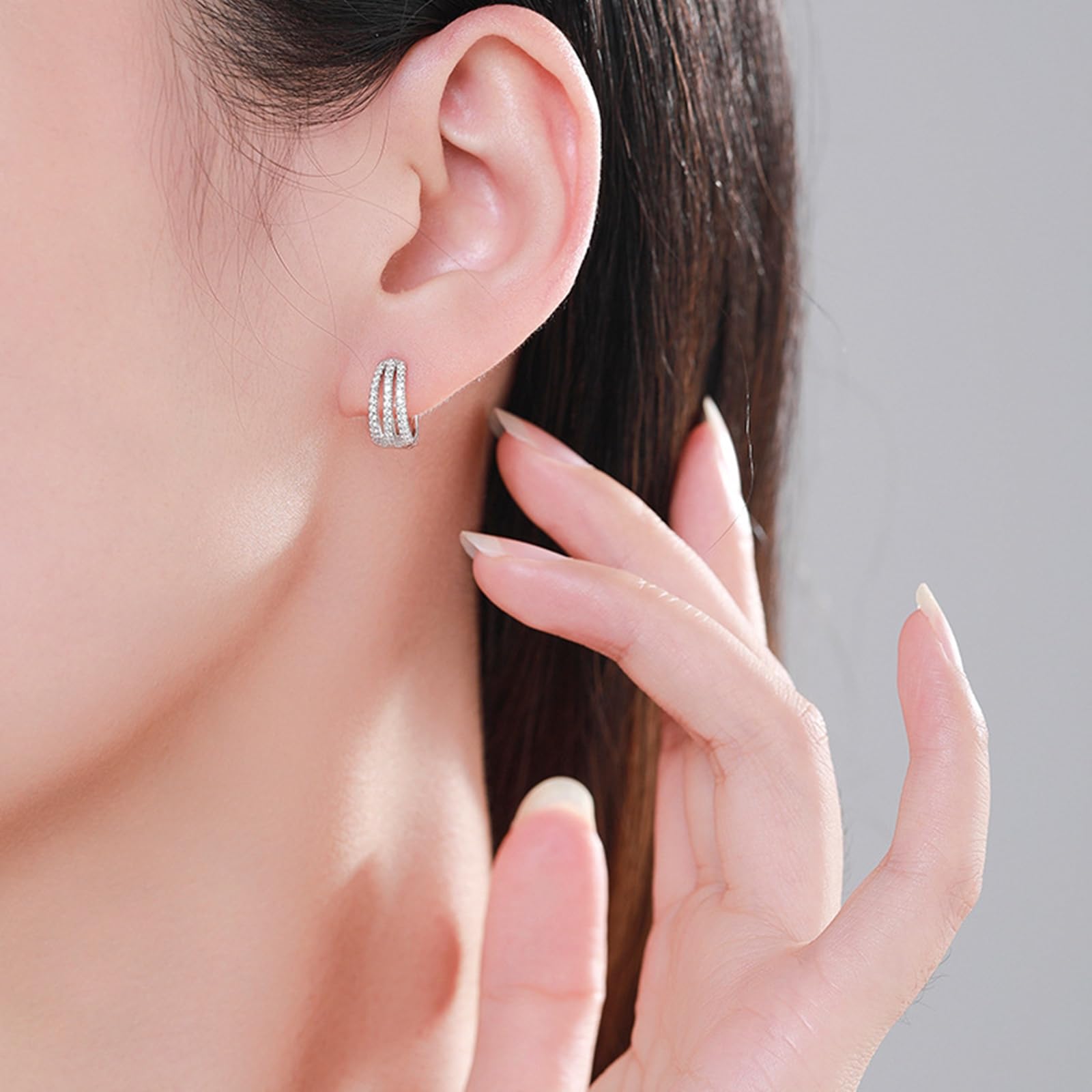 Pendientes de aro para mujer con circonita cúbica, redondos de plata con circonita cúbica, aretes diarios para mujer, plata de ley, adecuados para aniversario
