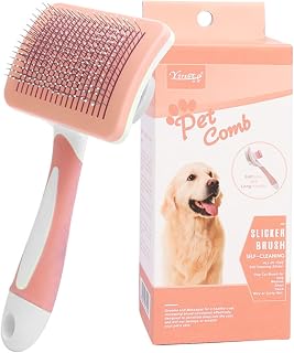 Cat Brush Removes Hair Dog Brush for Dogs and Cats Pet Hair Cleaner Brush with Cleaning Button Cat Hair Brush with Handle Cat Brush for Shedding Easy to Removes Loose Undercoat, Tangled Hair