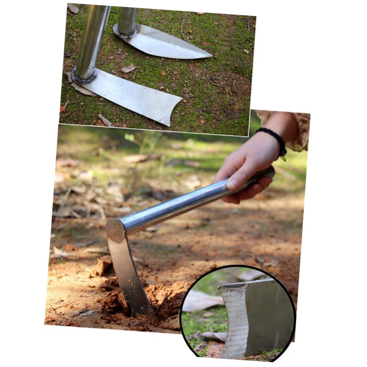 Houe de Jardin Manuelle 2 Pièces en Acier Inoxydable Rouge