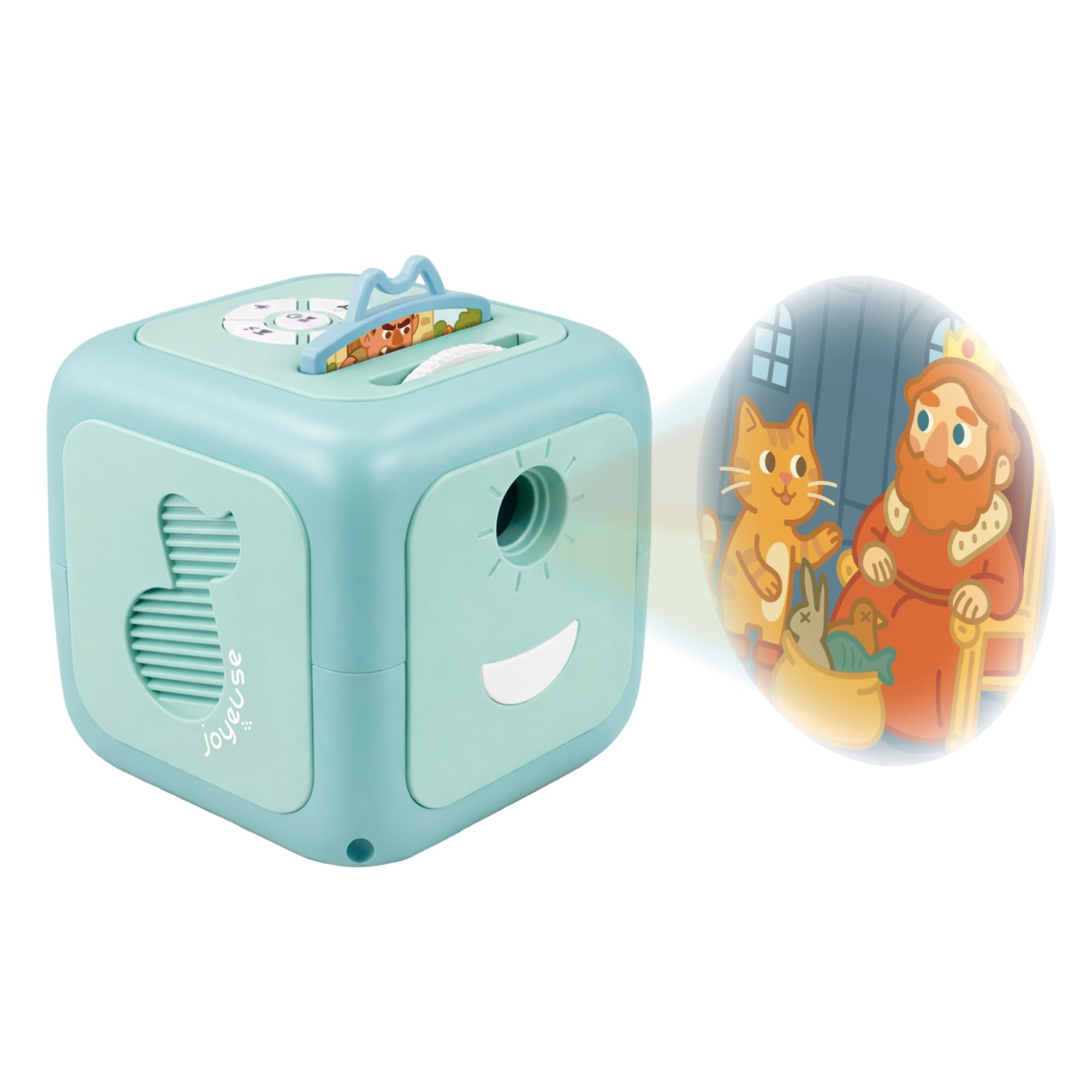 Joyeuse - Proyector Musical para Niños con Historias y Canciones Infantiles - Despertar Musical - Luz Nocturna - Proyección Estelar - 8 Discos Integrados - Pilas Incluidas - Desde 3 años